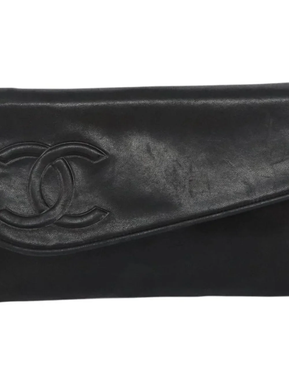 CHANEL COCO Mark Chain Shoulder Bag Lamb Skin Vintage Black CC Auth 146795